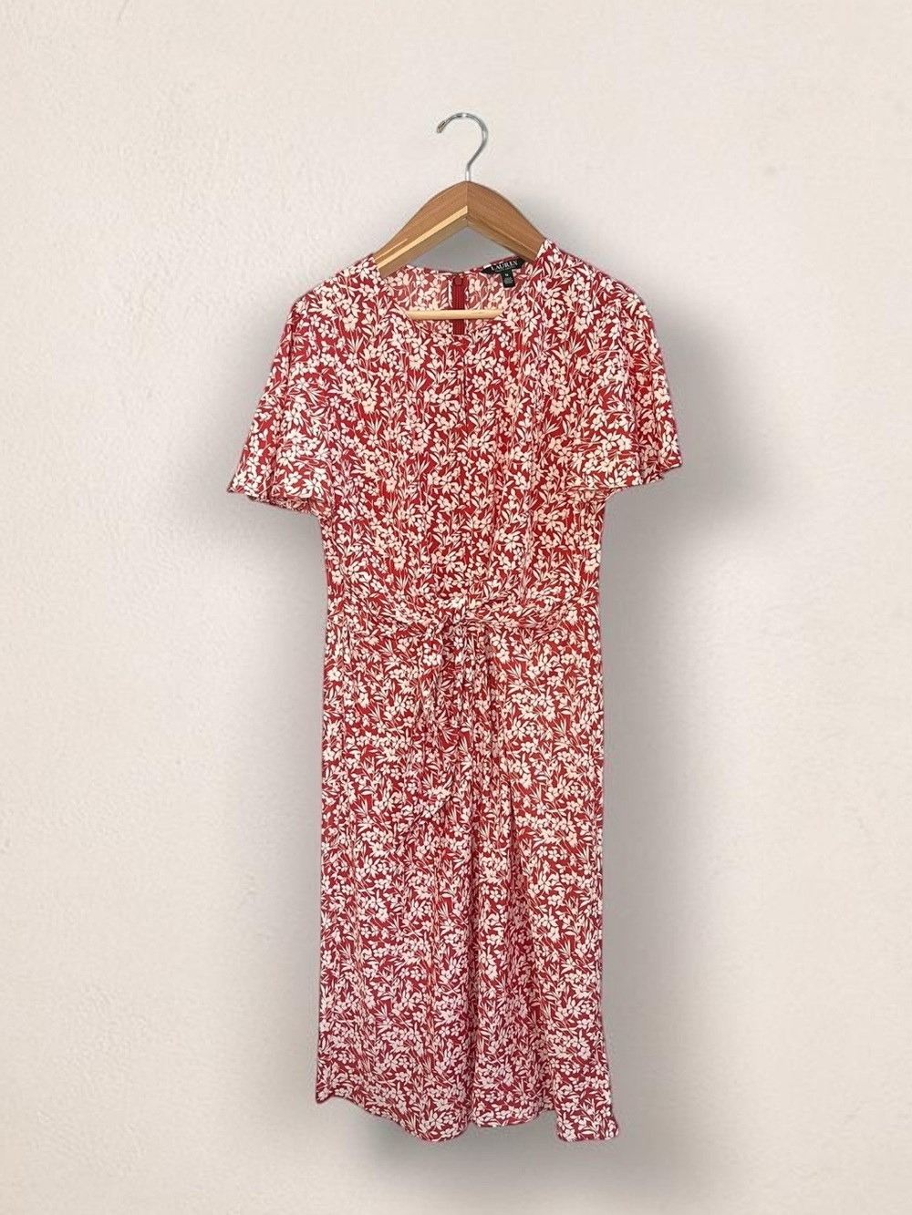 Lauren Ralph Lauren Keyhole Crepe Dress red and white floral size 14